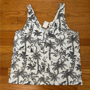Primark Tank Top Women’s L (10-12) Black White Sleeveless Animal Safari Shirt